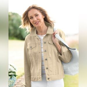 Appleseeds DreamFlex Khaki Stretch Denim Jacket Women’s Petite Small